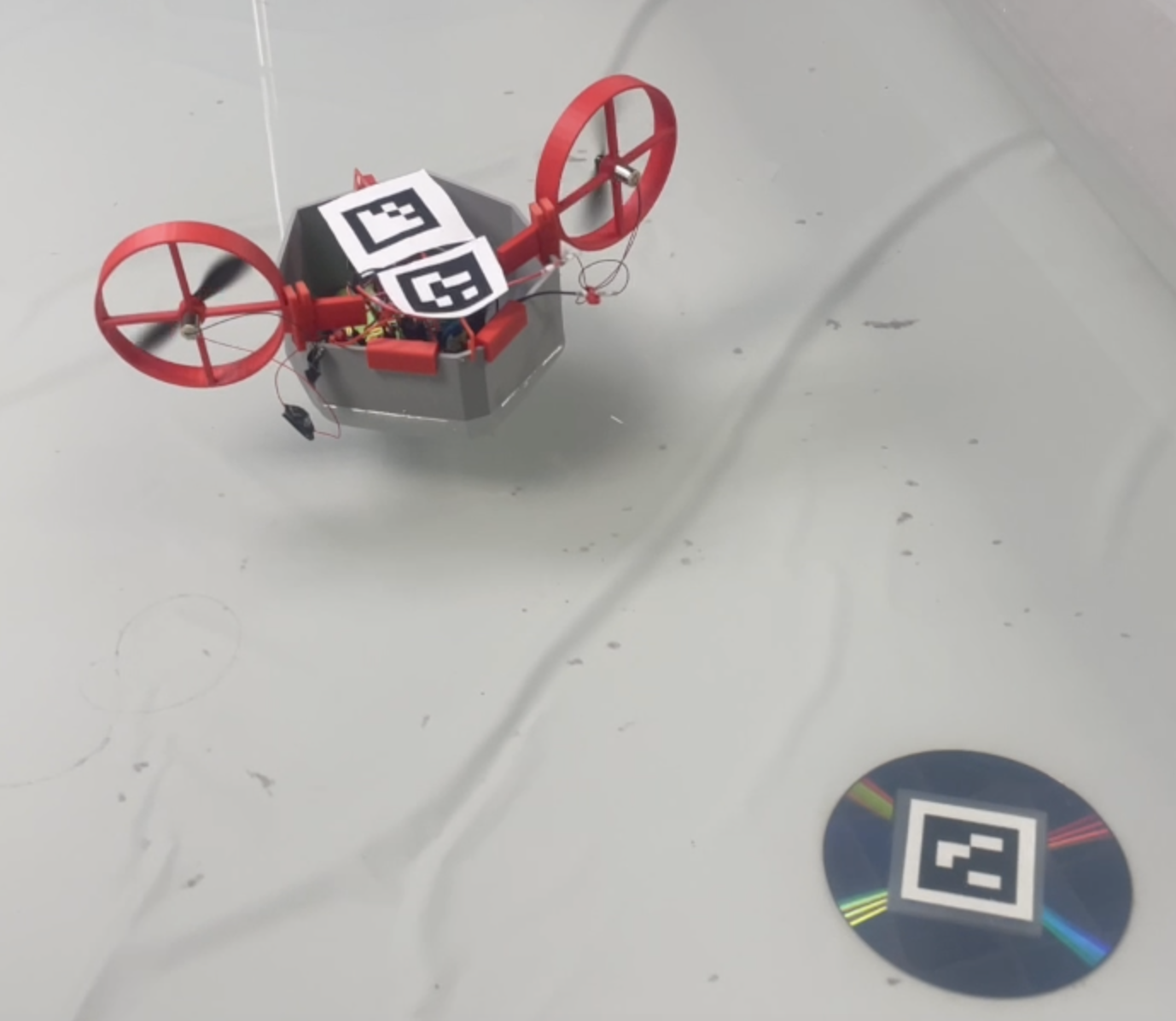 Autonomous racing airboat in the water